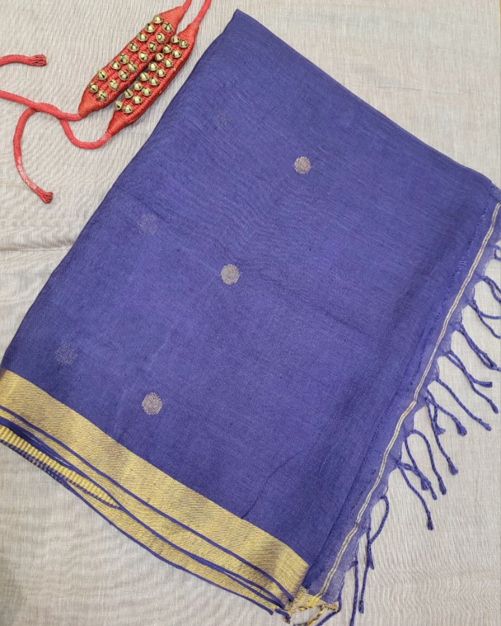 Blue Mayuri Linen Saree