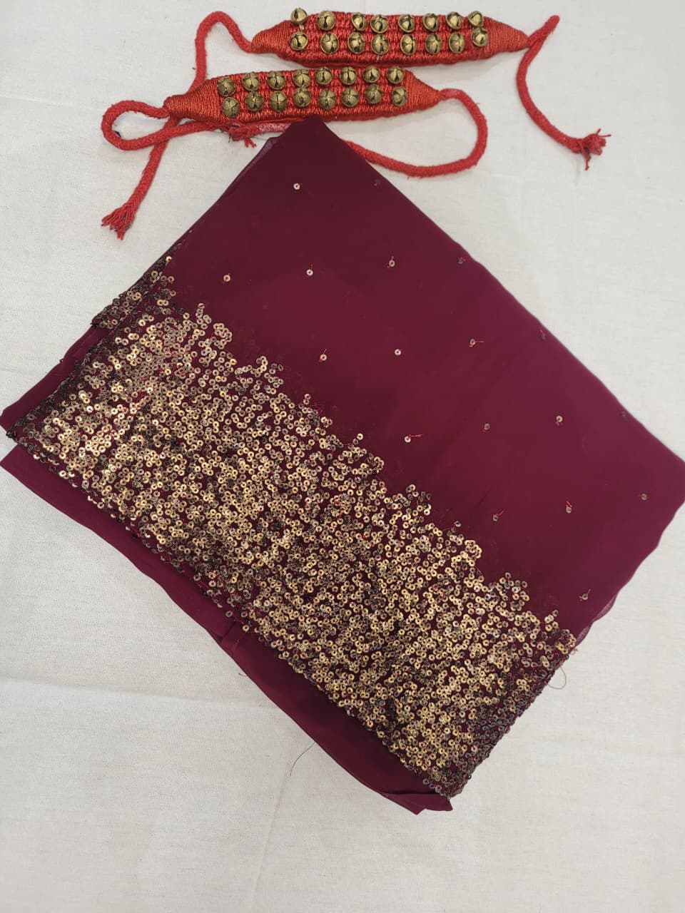Red Vajra Georgette Saree