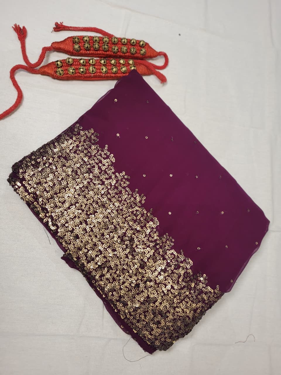 Magenta Vajra Georgette Saree