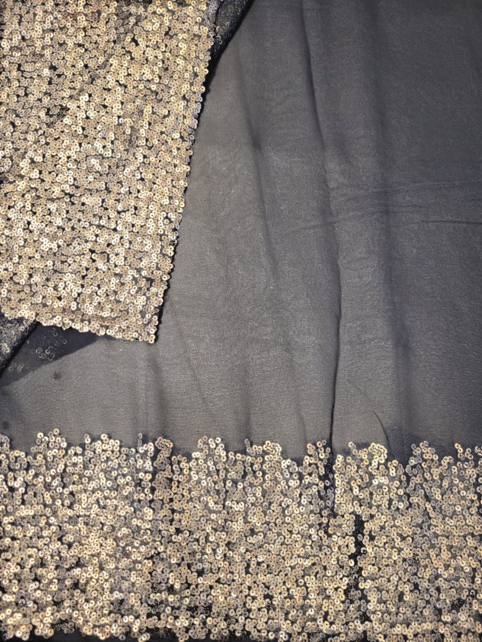 Black Vajra Festival Saree with Sequins Border