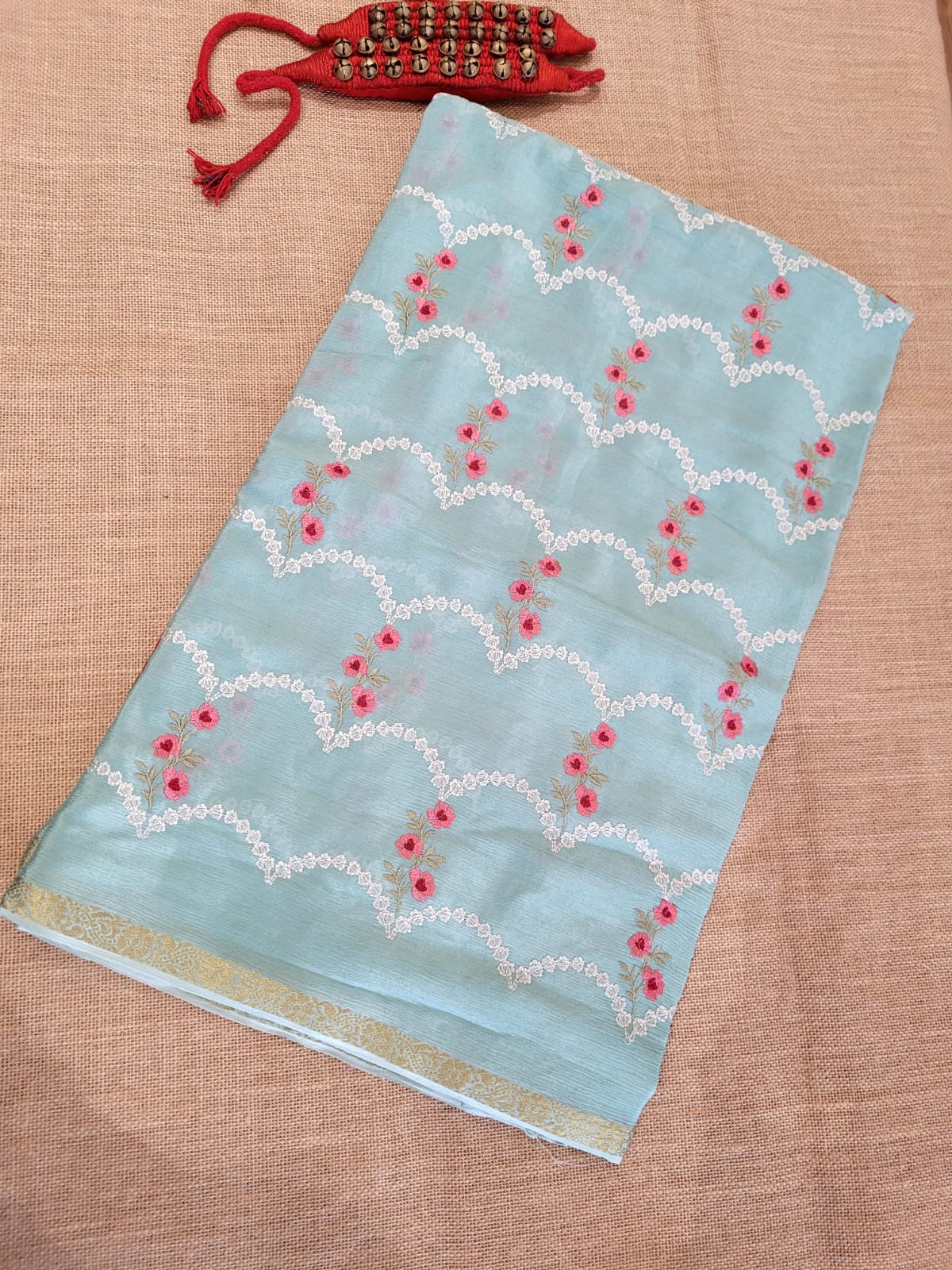 Blue Adhya Chinon Saree