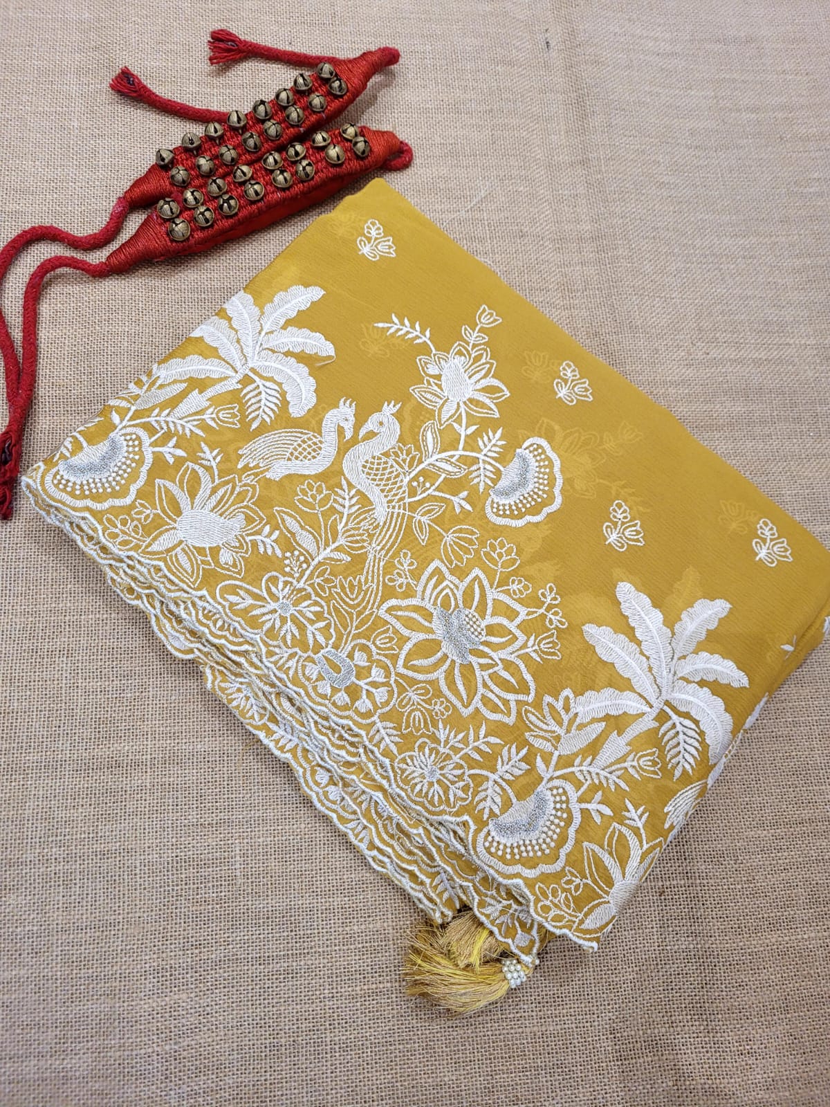 Yellow Mira Chinon Saree