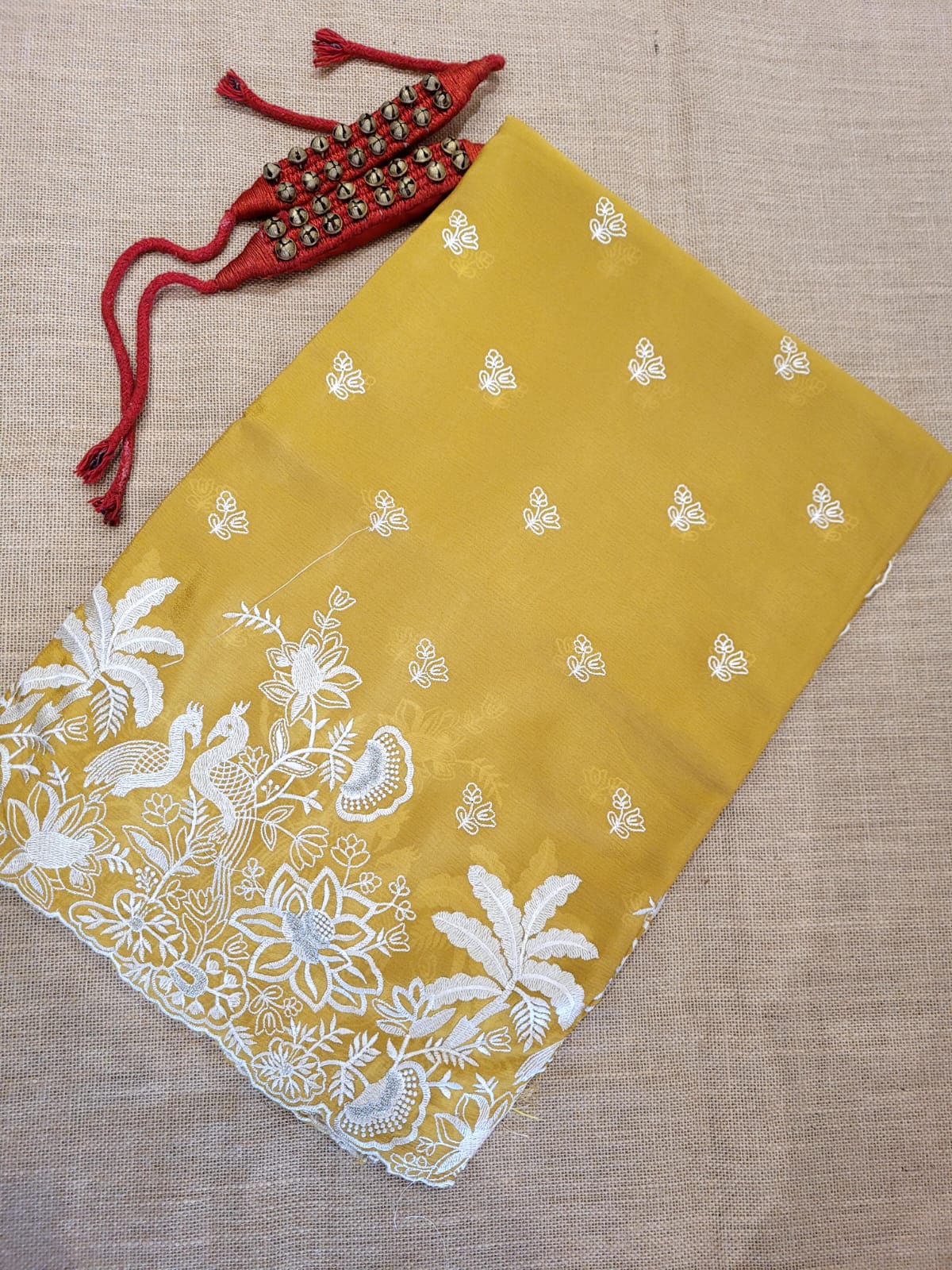 Yellow Mira Chinon Saree