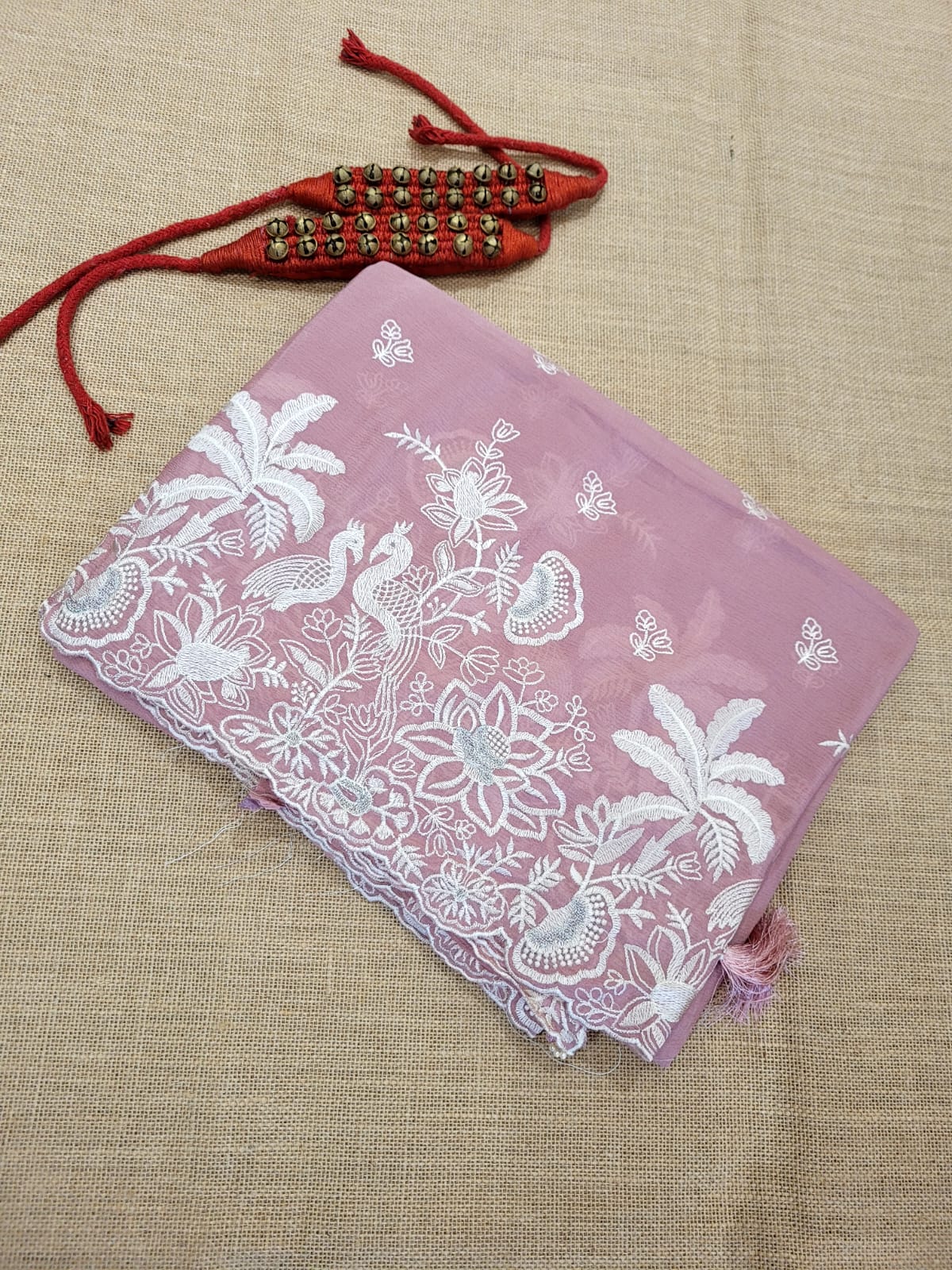Pink Mira Chinon Saree