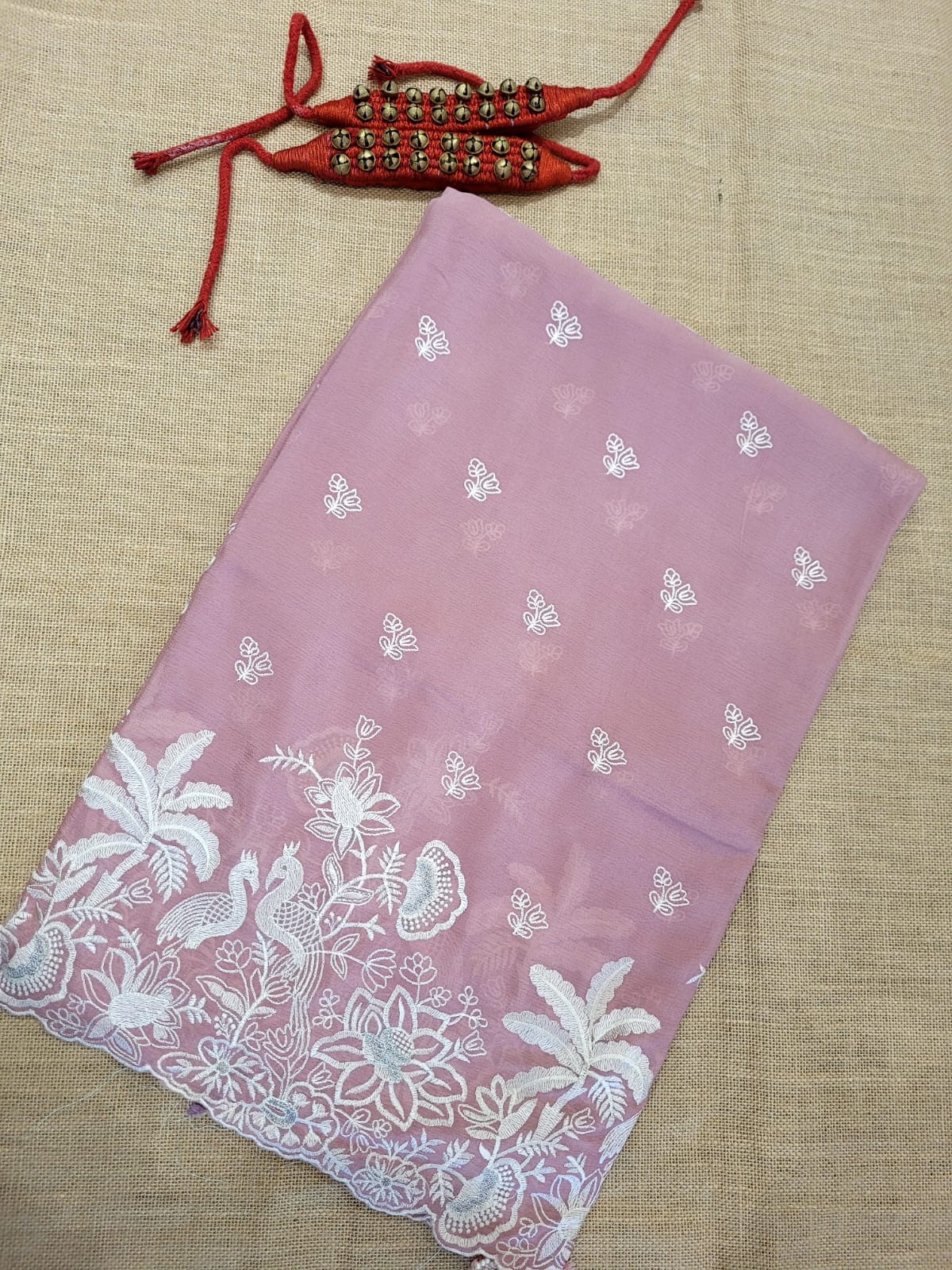Pink Mira Chinon Saree