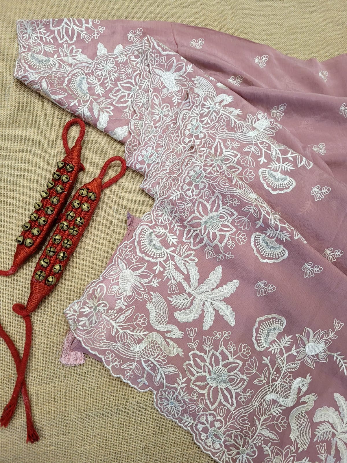 Pink Mira Chinon Saree