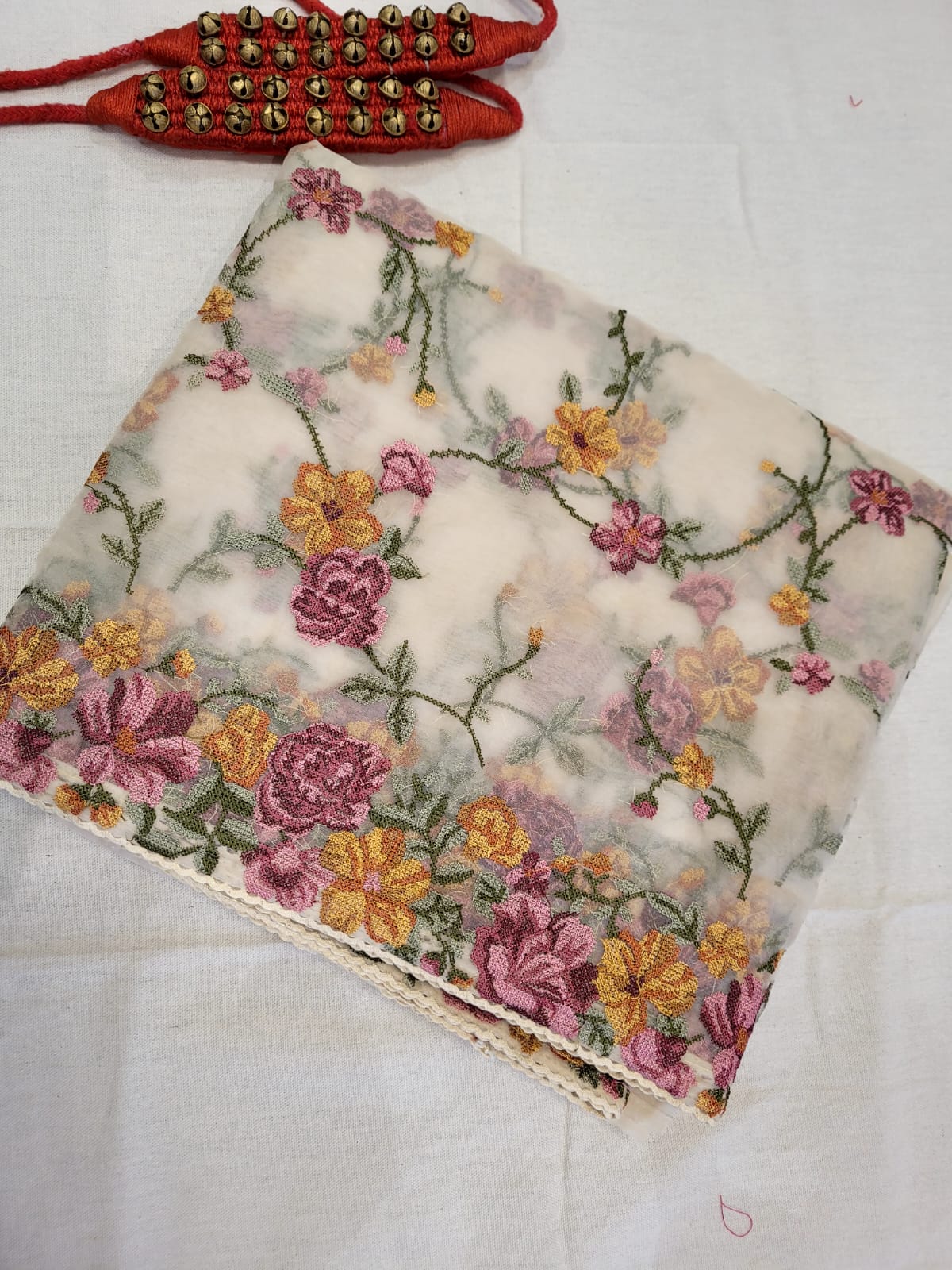 Cream Nalina Organza Saree