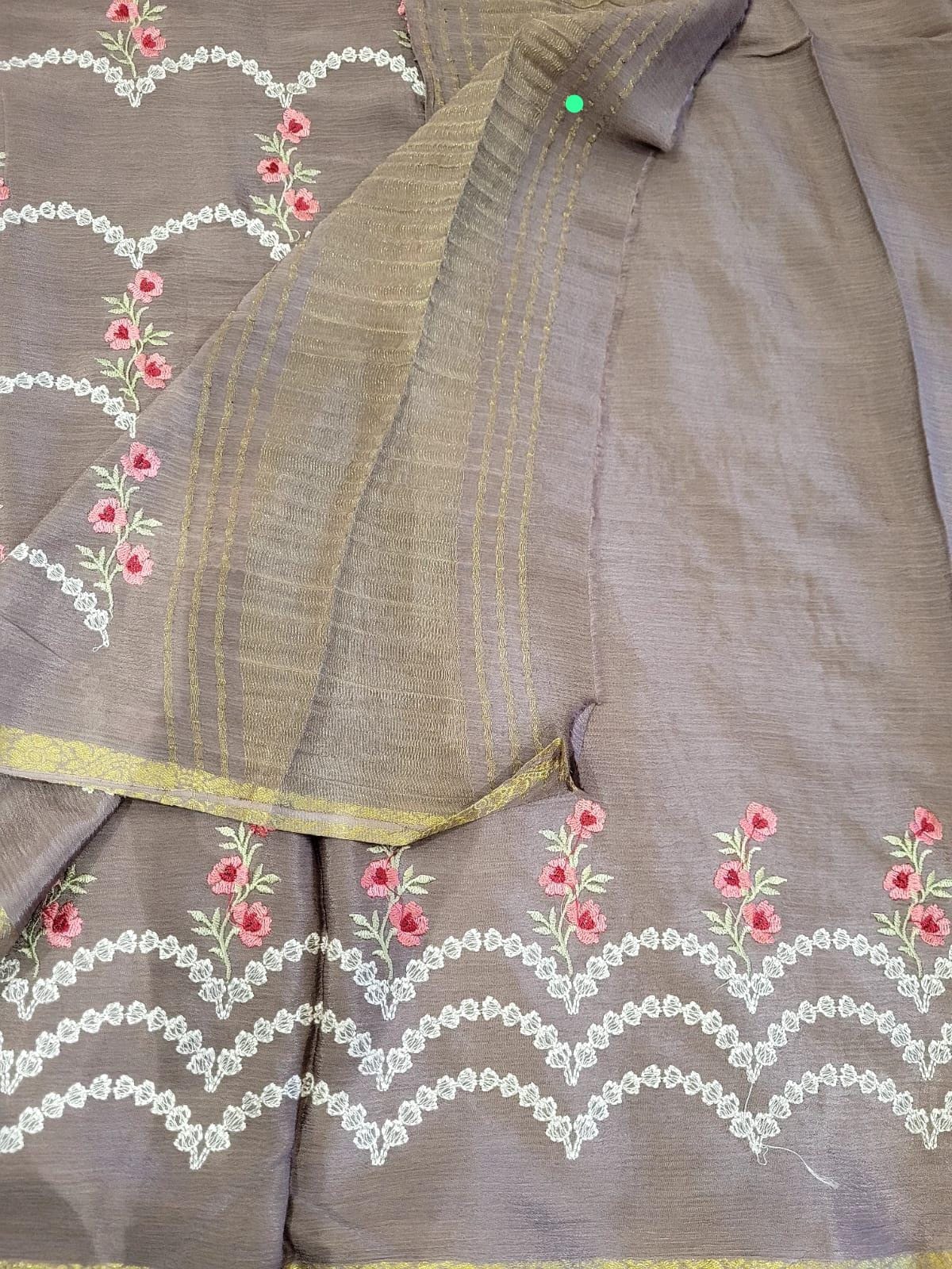 Grey Adhya Chinon Saree