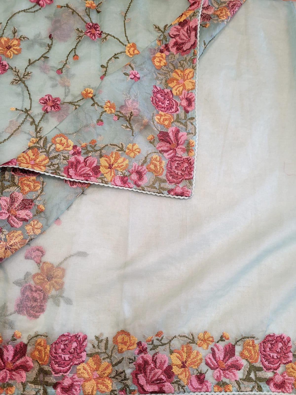 Blue Nalina Organza Saree