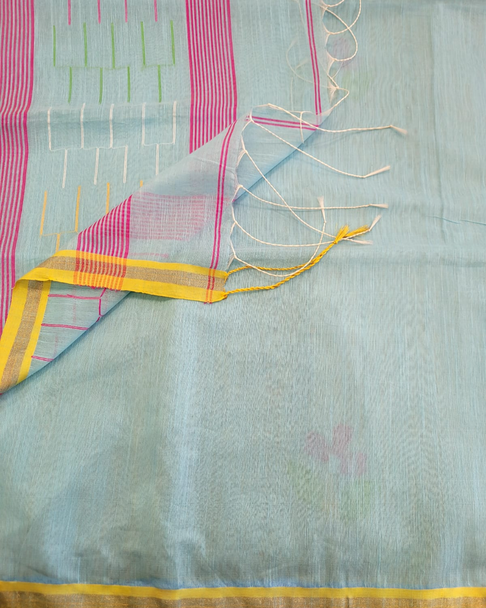 Blue Maslin Jamdani Saree