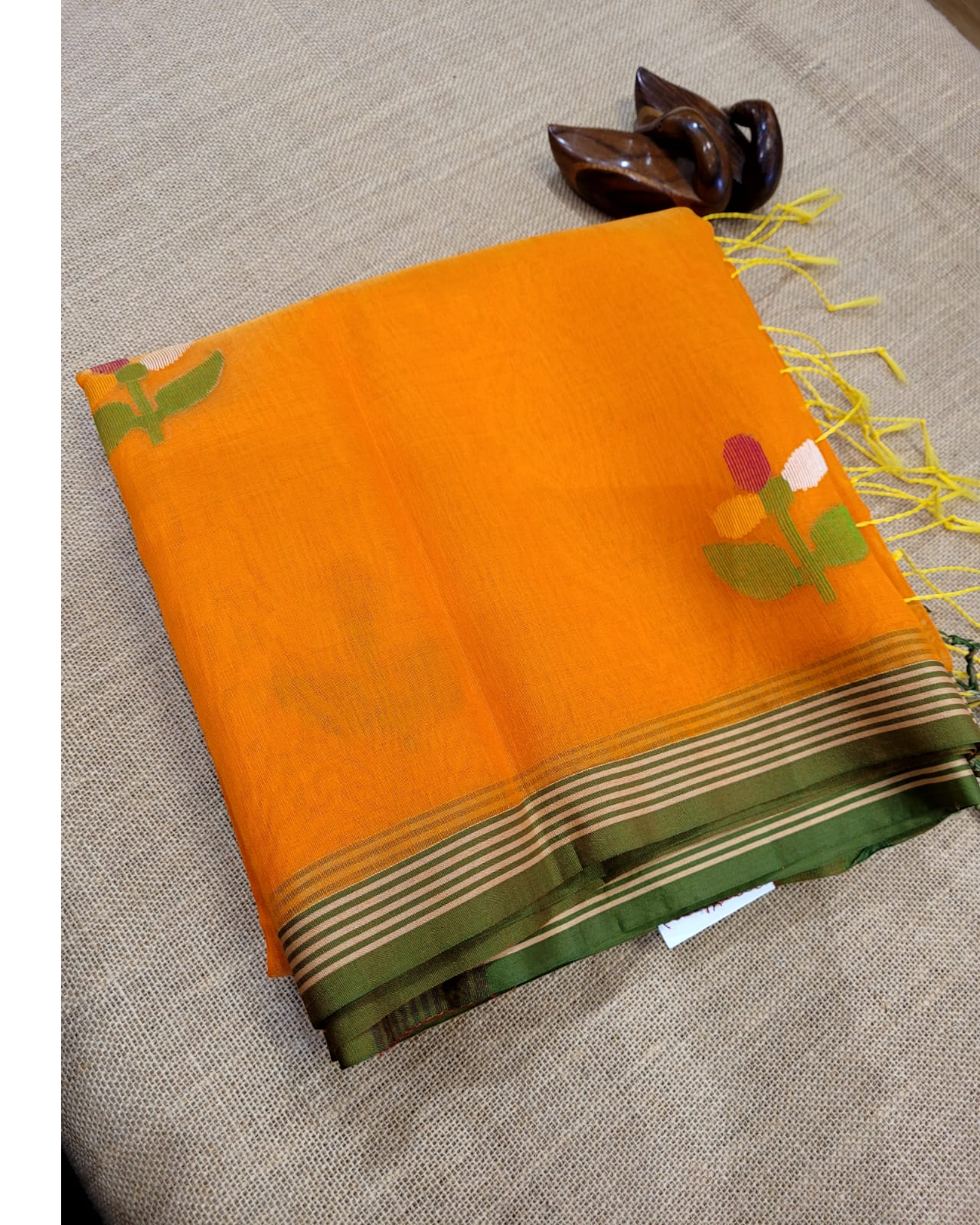 Orange Maslin Jamdani Saree