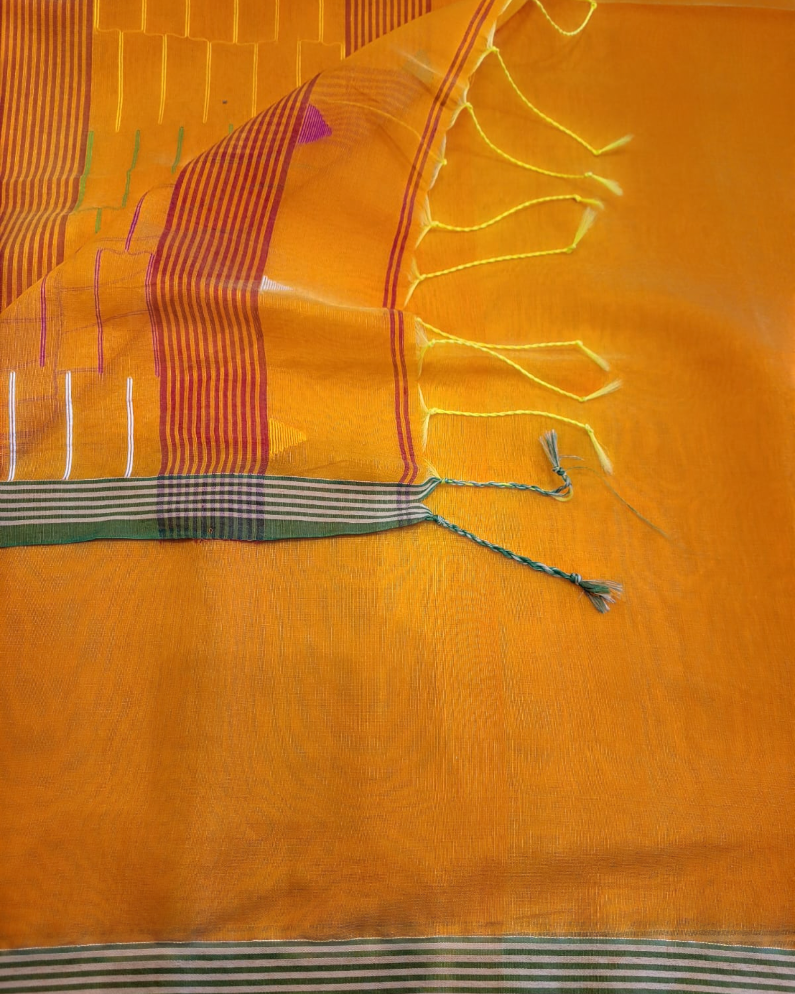 Orange Maslin Jamdani Saree