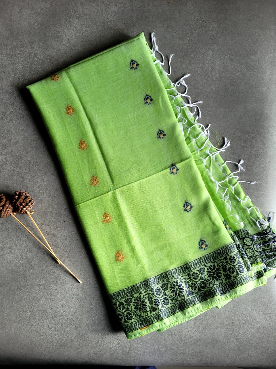 Green Cotton Jamdani Saree CS002