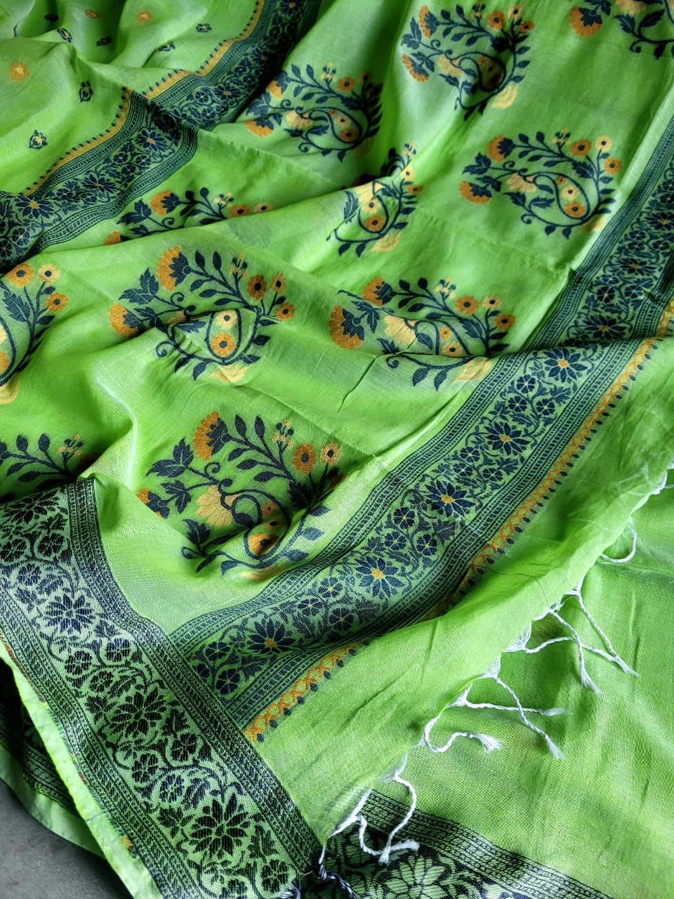Green Cotton Jamdani Saree CS002