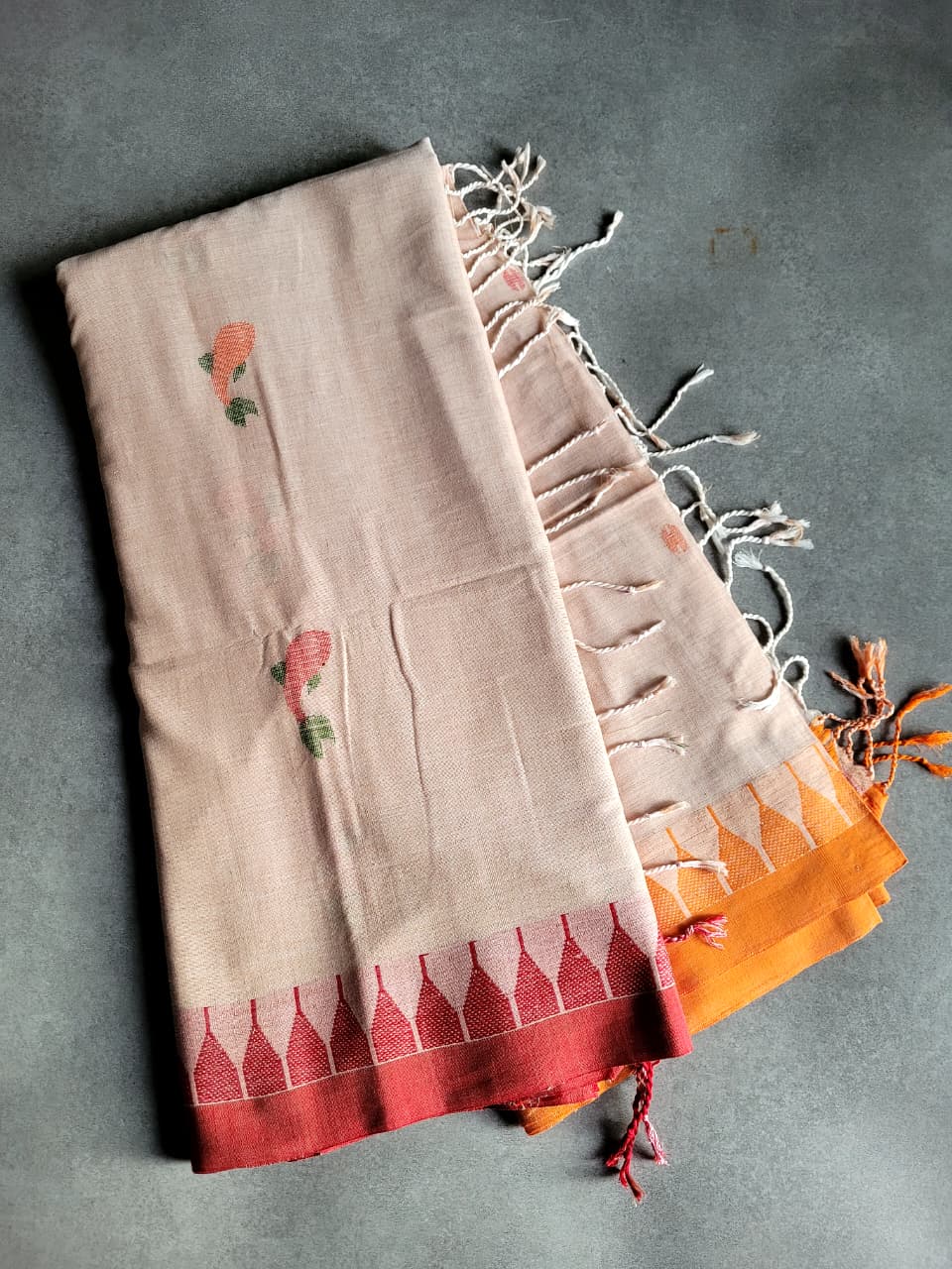 Cream Cotton Jamdani Saree CS002