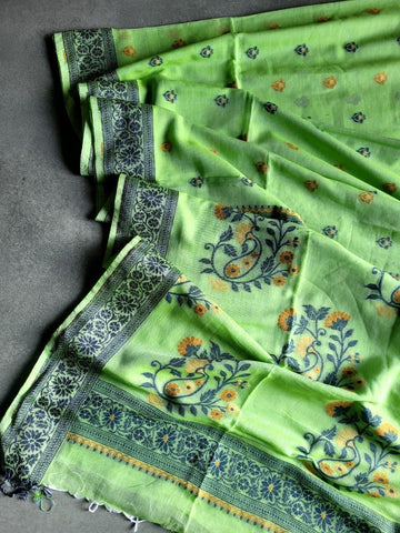 Green Cotton Jamdani Saree CS002