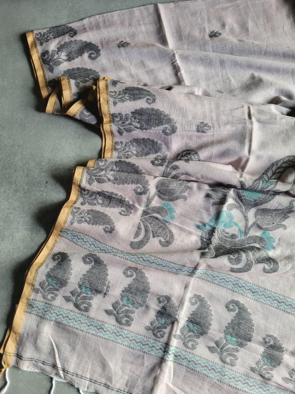 White Cotton Jamdani Saree CS002