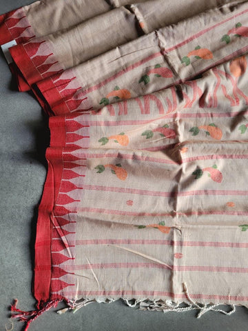 Cream Cotton Jamdani Saree CS002