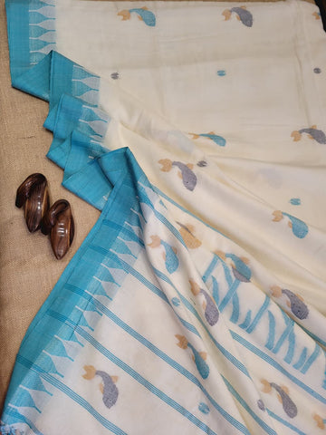 White Cotton Jamdani Saree CS002