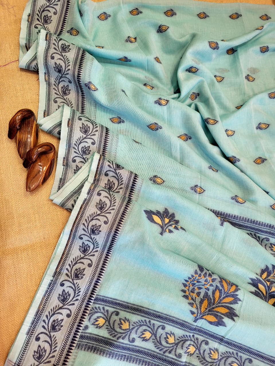 Blue Cotton Jamdani Saree CS002