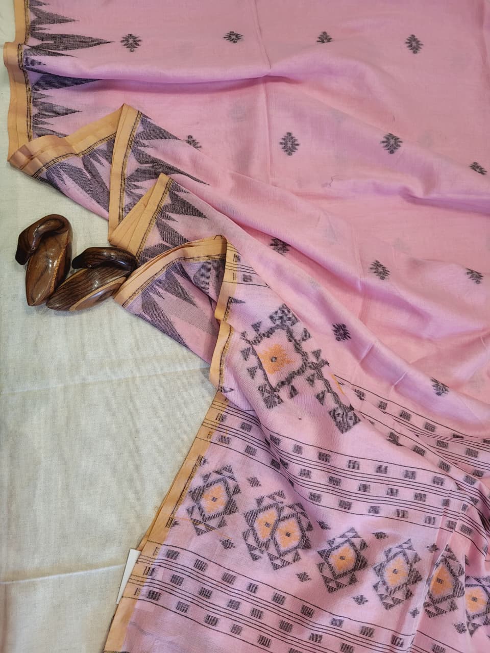 Pink Cotton Jamdani Saree CS002