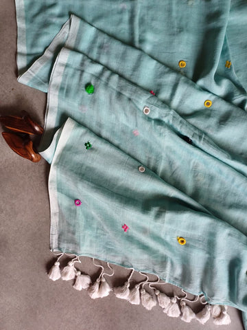 Green Mul Saree CS004