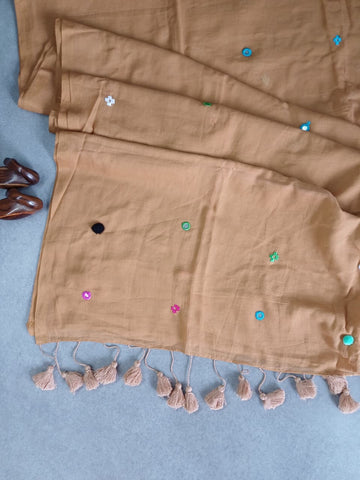 Cream Mul Saree CS004