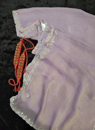 Lavender Mirrorwork Saree TS009