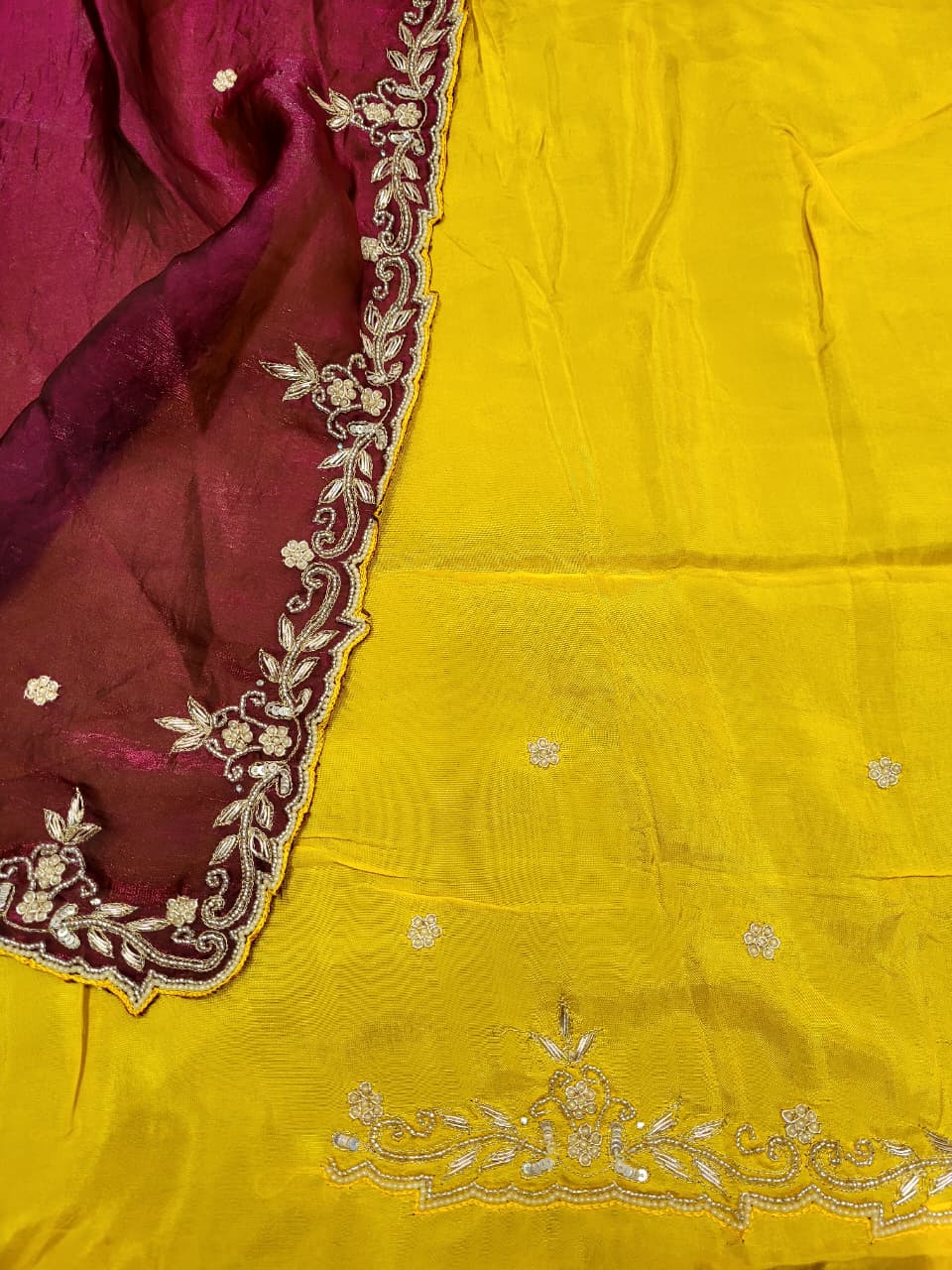 Wine Zardosi Saree TS007