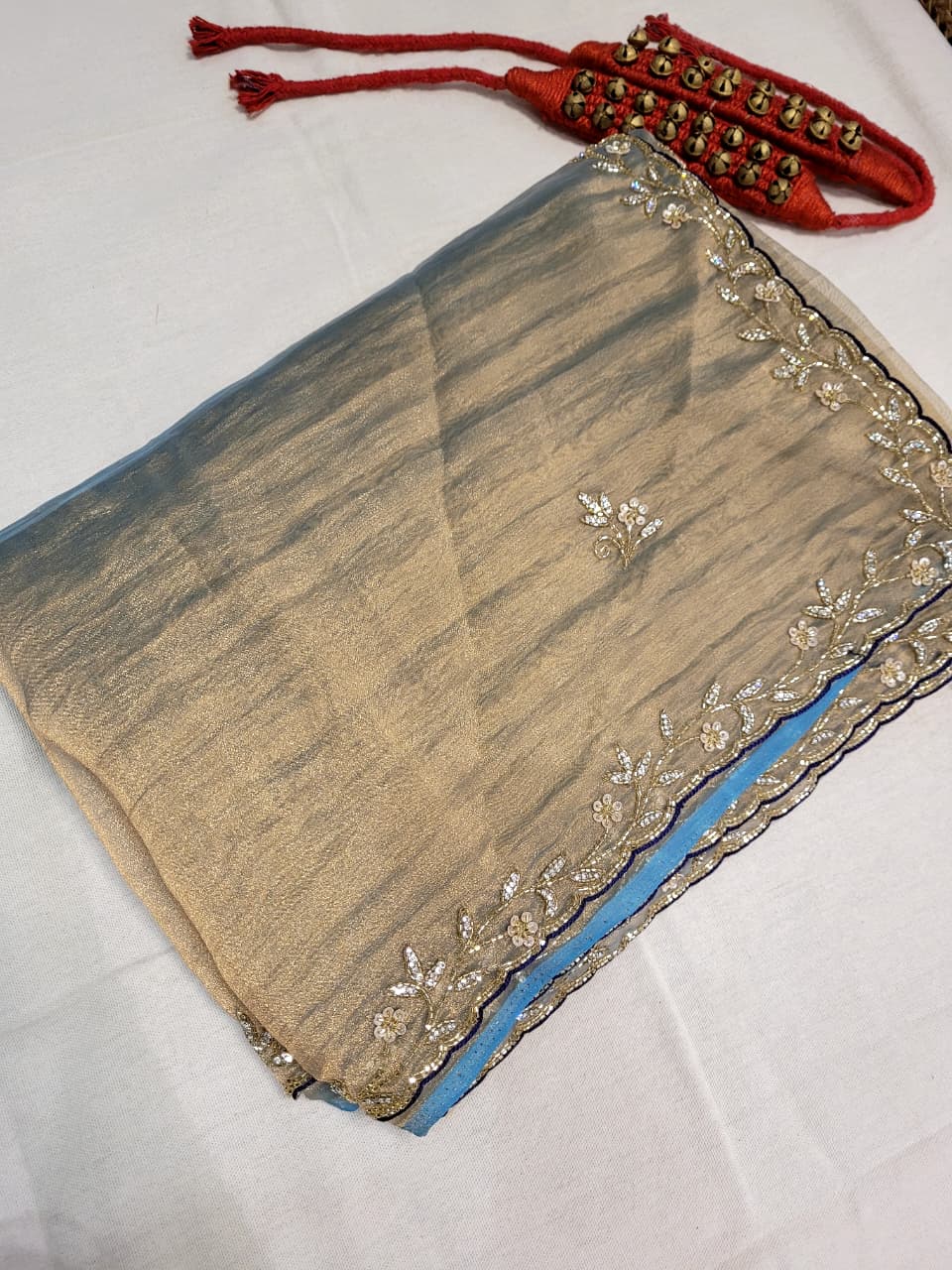 Metallic Cutdana work Saree TS010