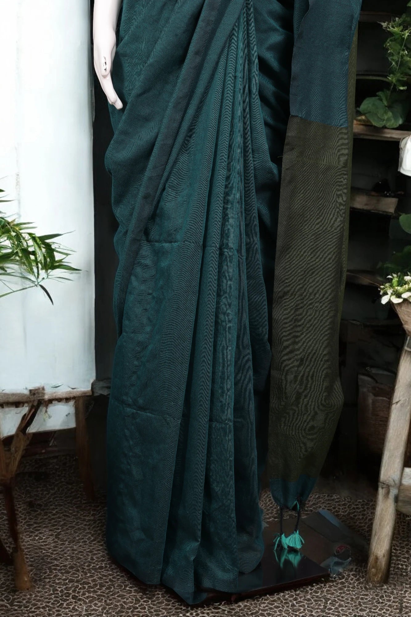 Tealgreen Kushi Cotton Saree