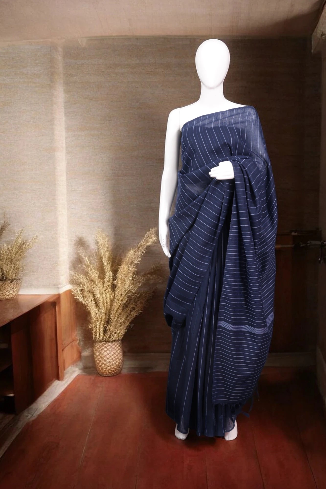 Blue Leher Cotton Saree