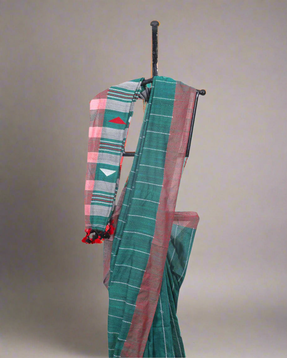 Tealgreen Kathaa Linen Saree