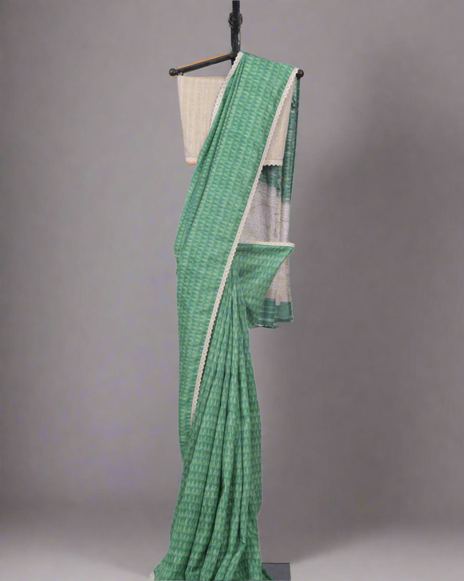 Green Madhavi Tussar Saree