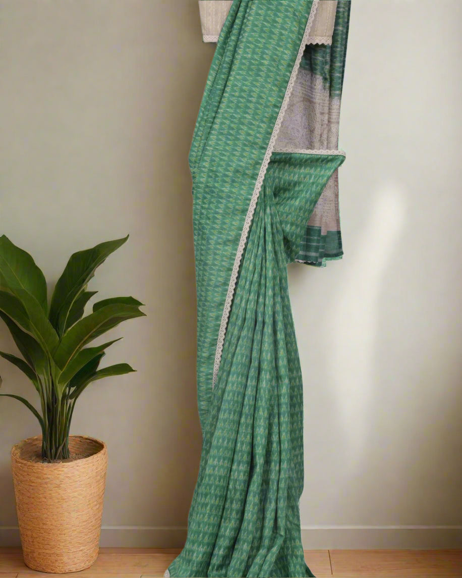 Green Madhavi Tussar Saree
