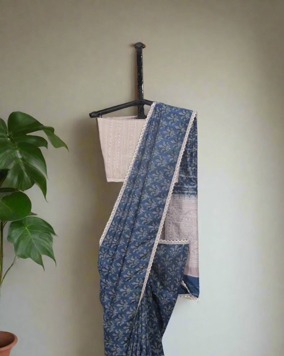 Blue Madhavi Tusssar Saree