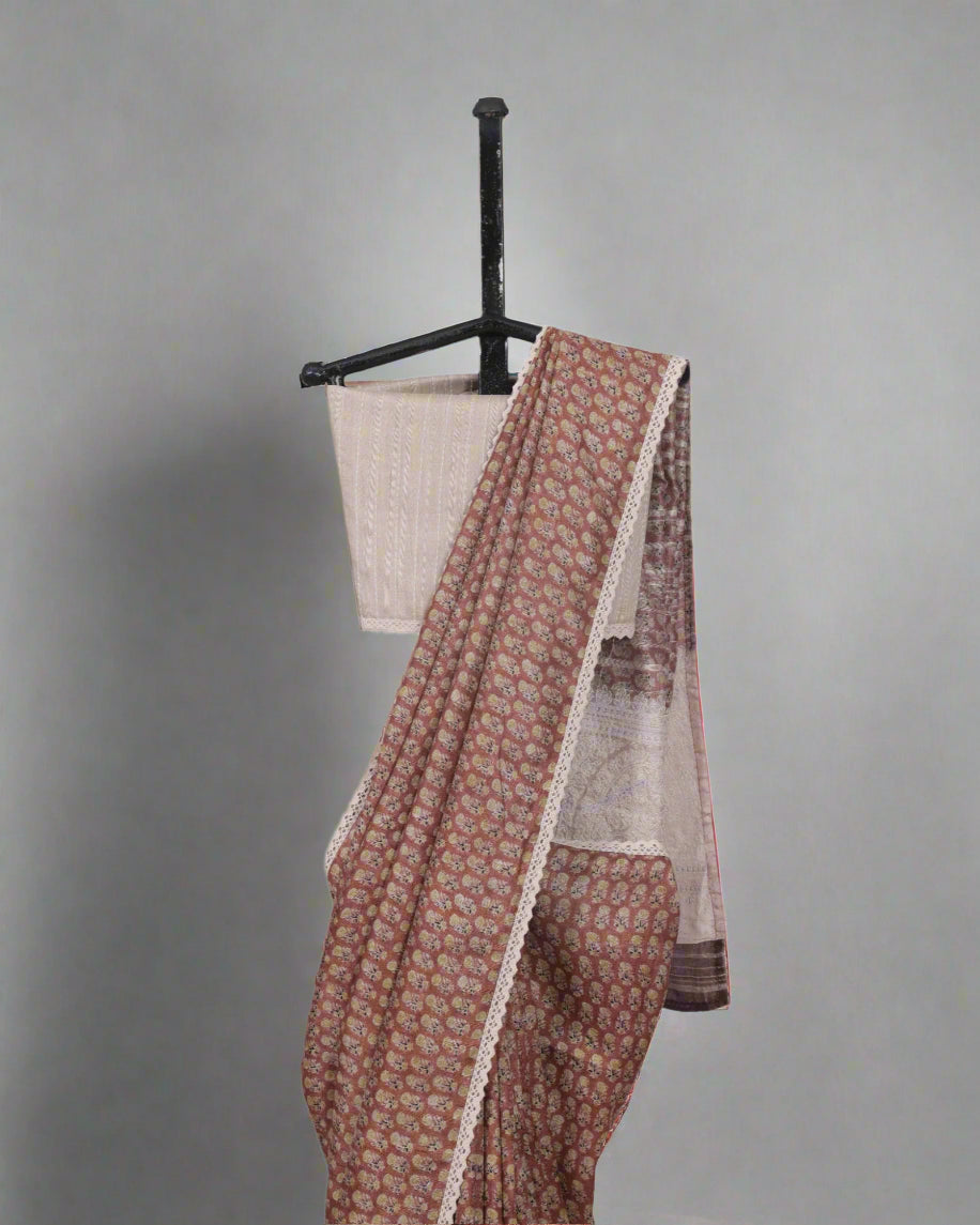 Rust Madhavi tussar saree