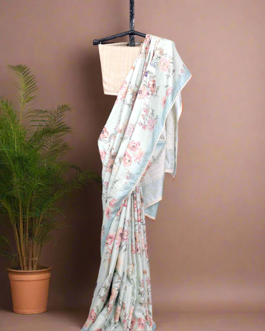 Blue Kusum Tussar Saree