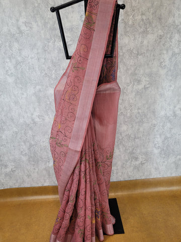 Mulbery Trikona Linen Saree