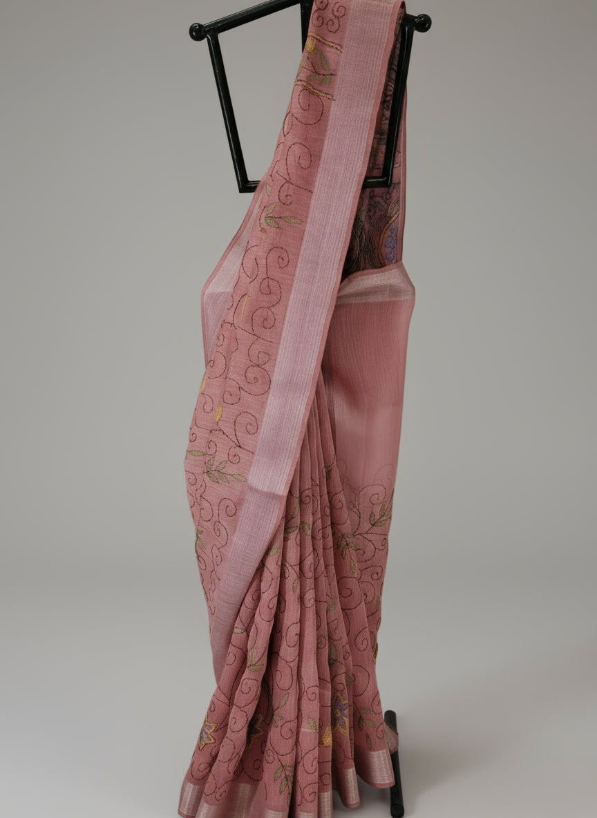 Mulbery Trikona Linen Saree