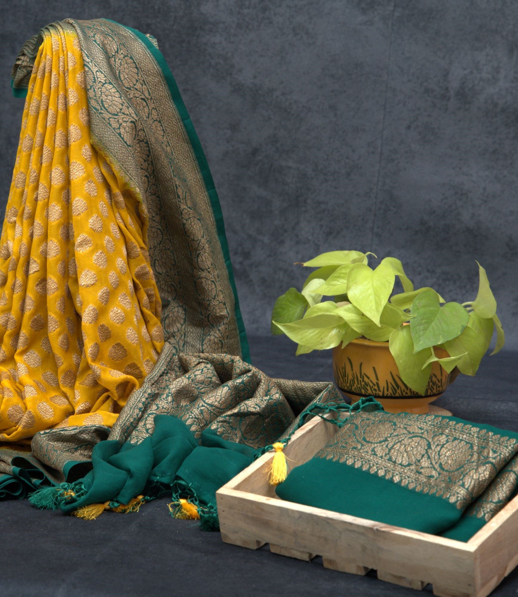 Yellow Vanya Banarasi Georgette Saree