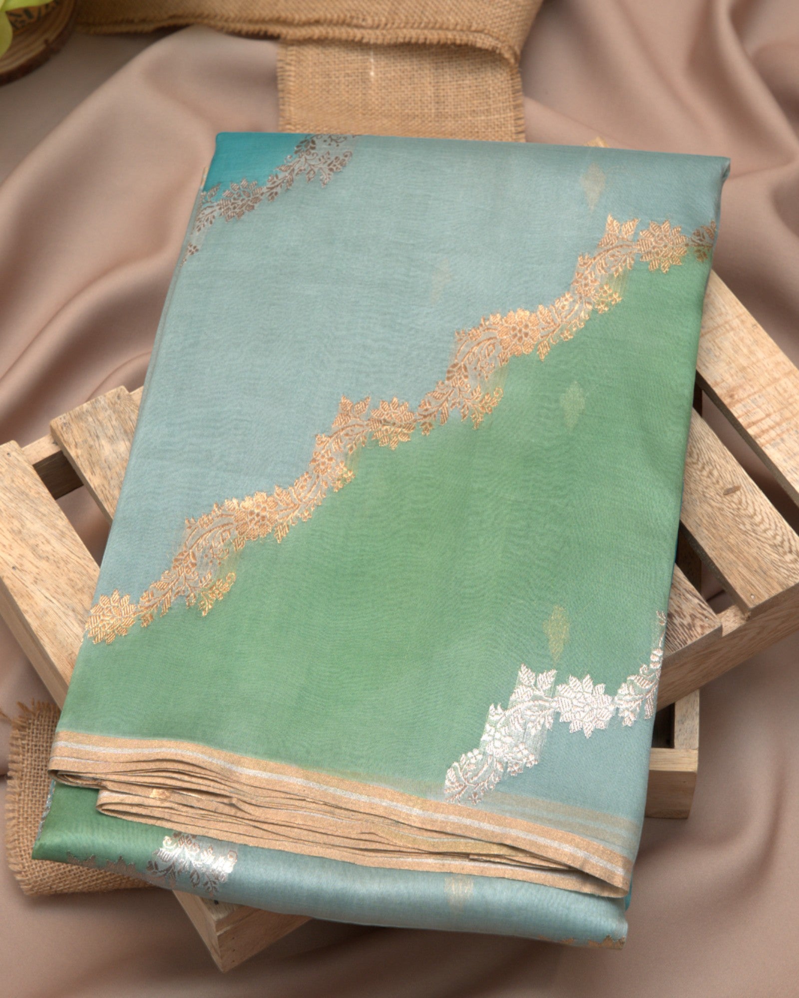 Blue Kora Organza Saree