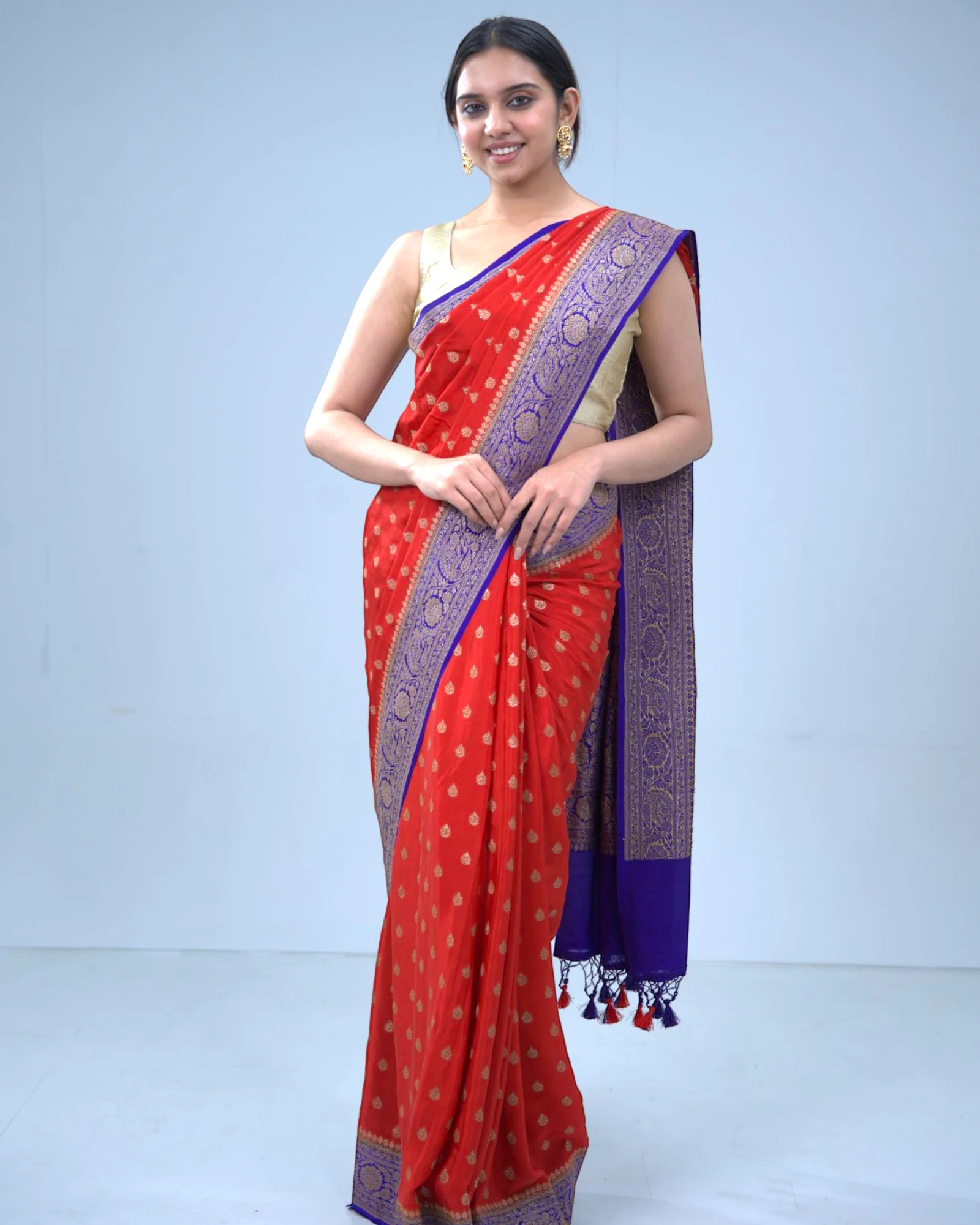 Red Kavya Banarasi Crepe Saree