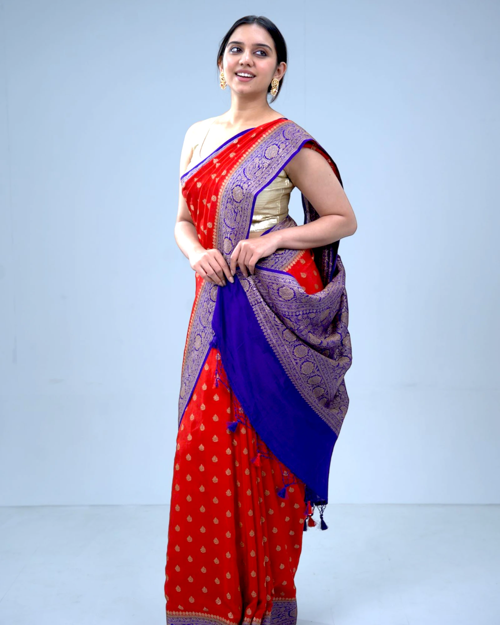 Red Kavya Banarasi Crepe Saree