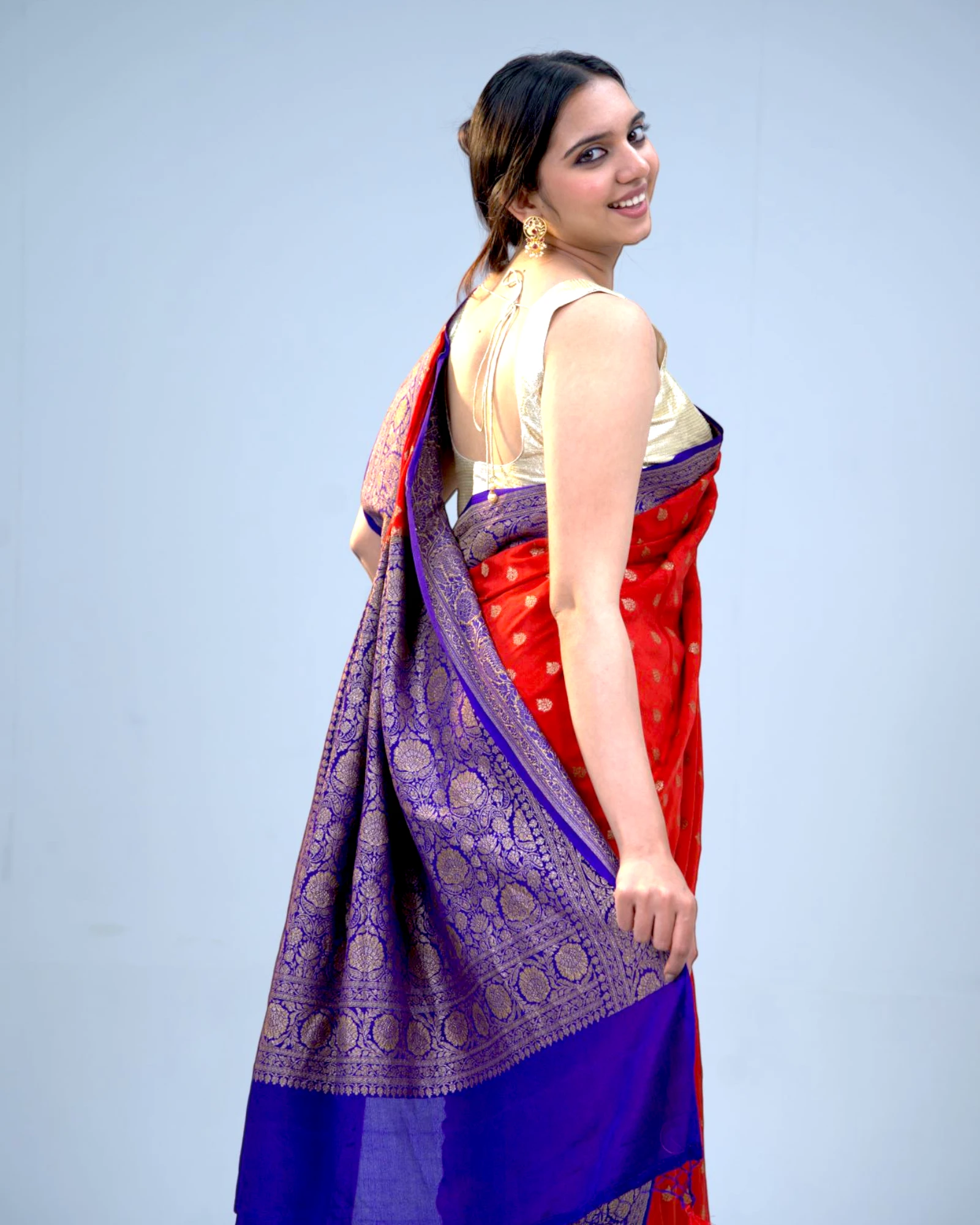 Red Kavya Banarasi Crepe Saree