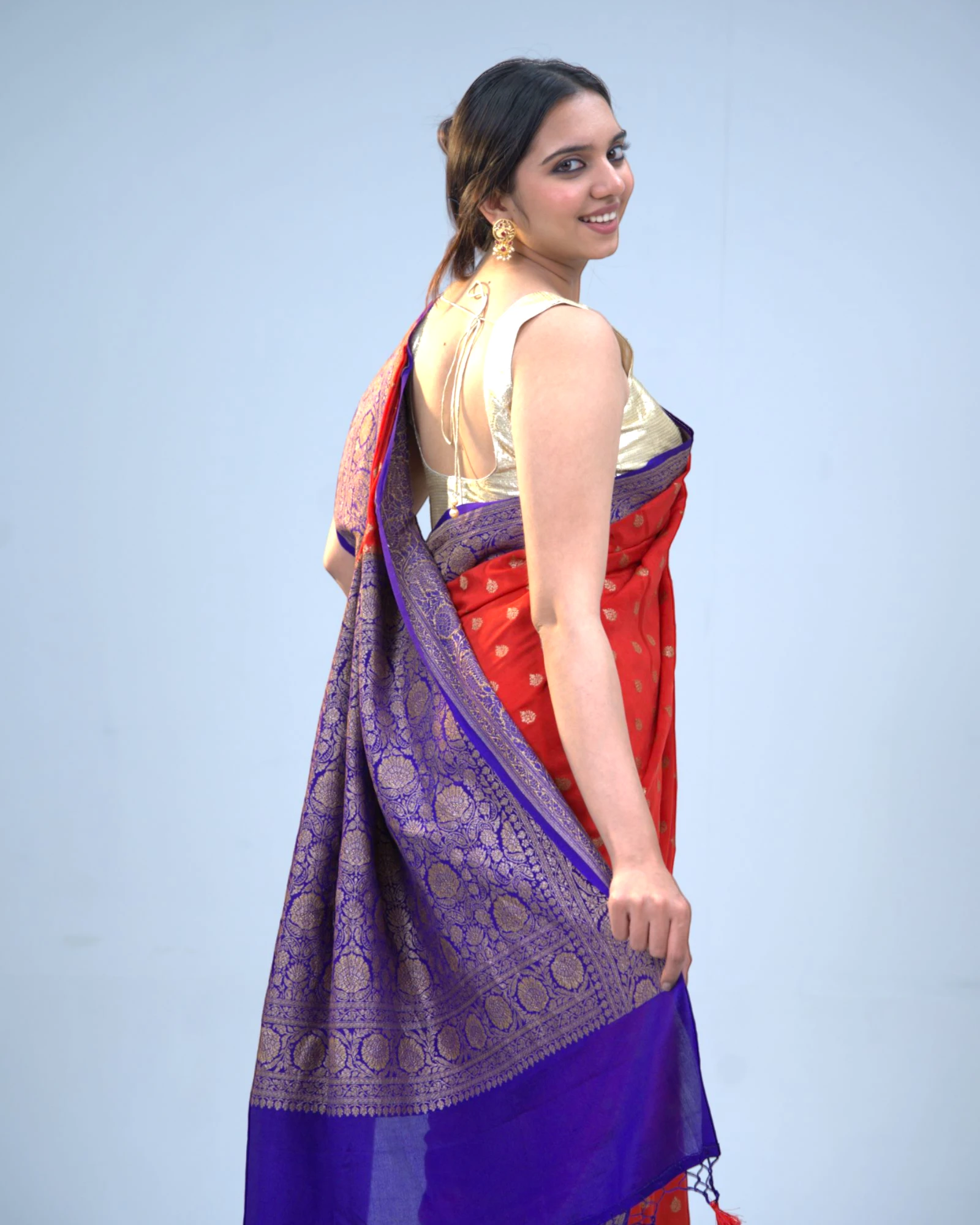 Red Kavya Banarasi Crepe Saree