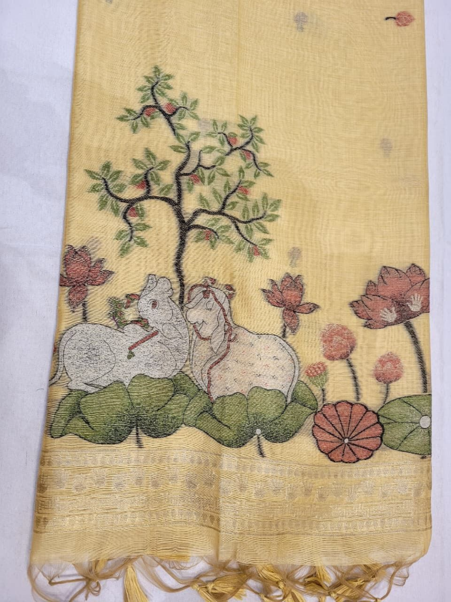 Yellow Muga Cotton saree