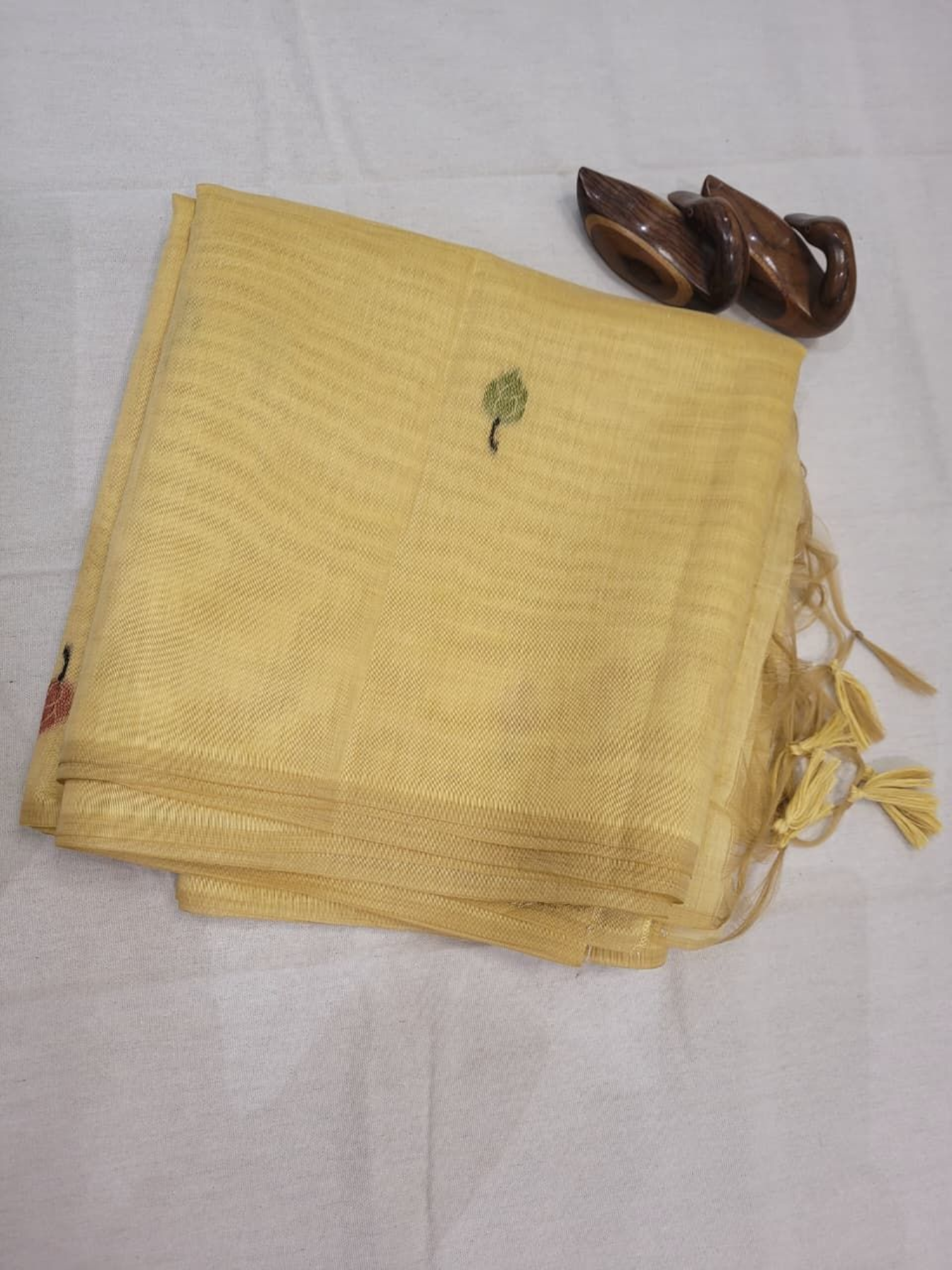 Yellow Muga Cotton saree