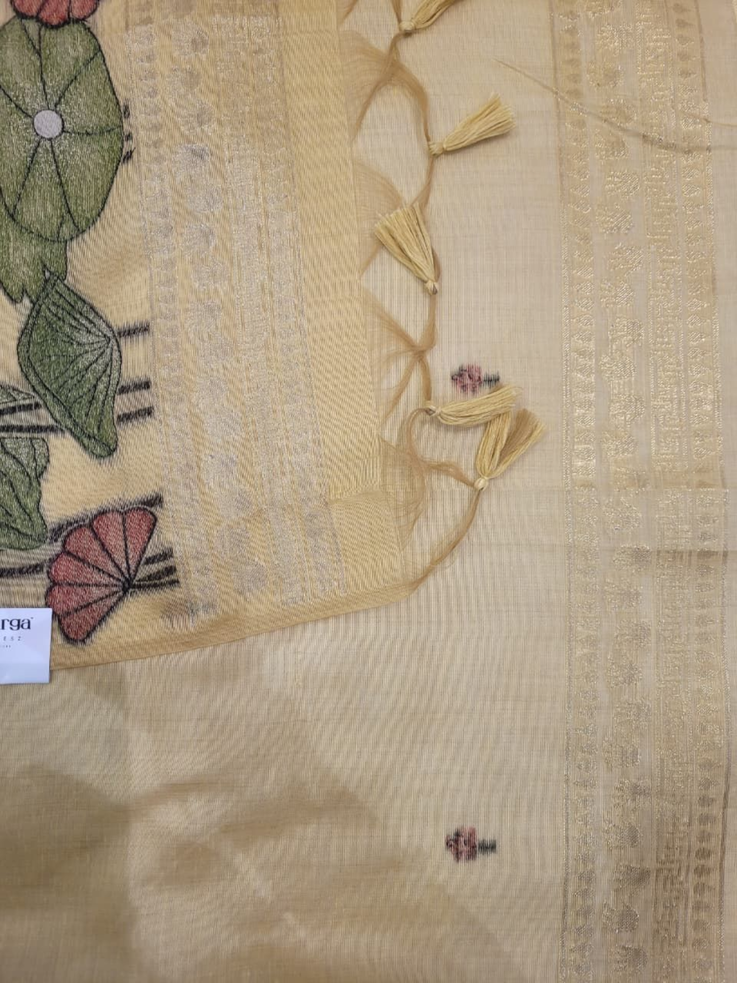 Yellow Muga Cotton saree