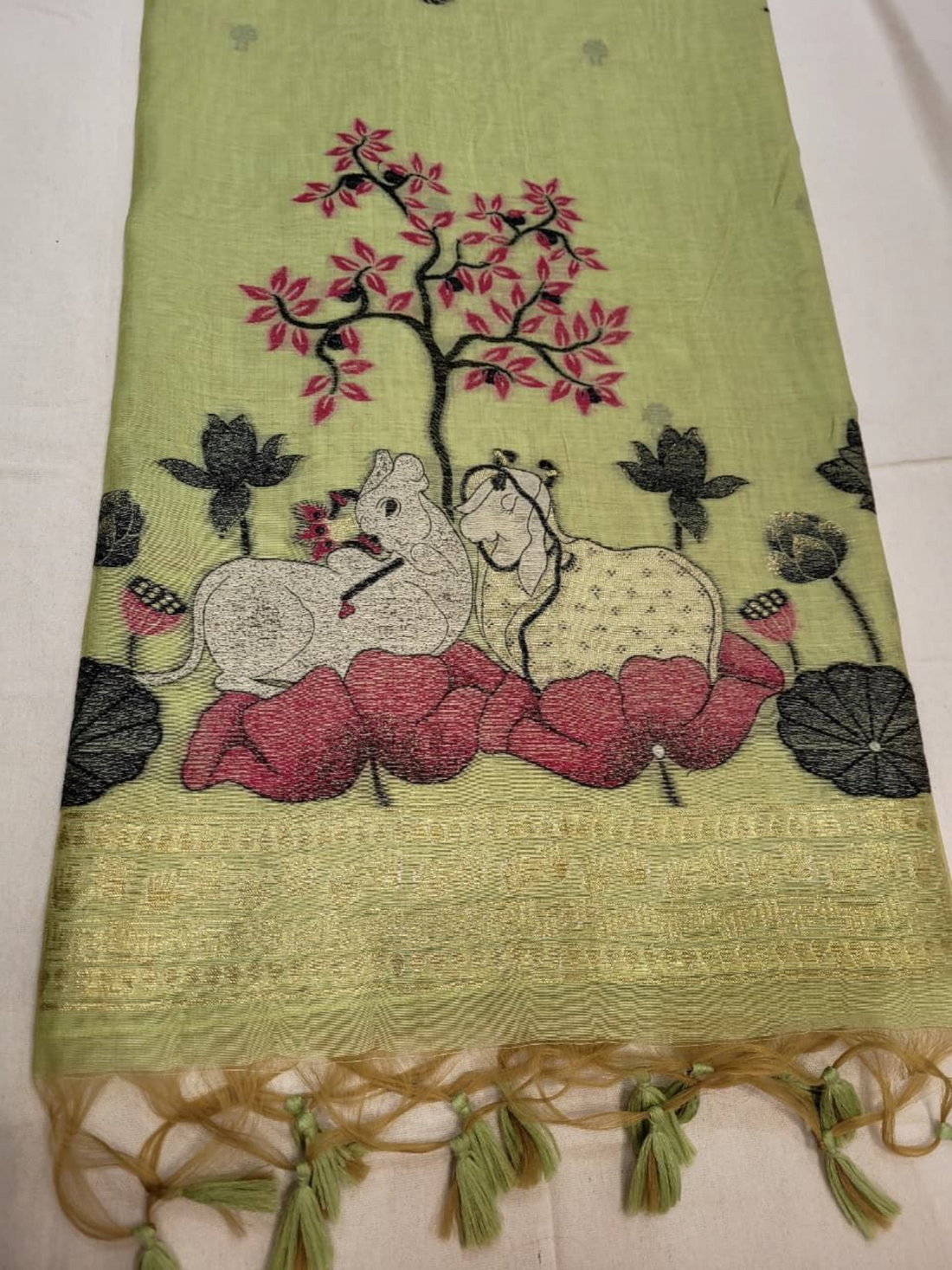 Olive Muga Cotton saree
